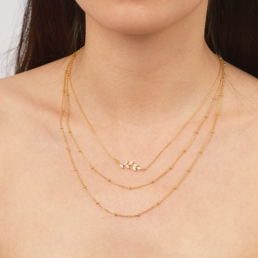 White CZ Leaves Necklace