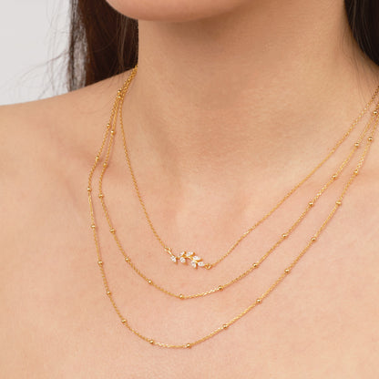 White CZ Leaves Necklace