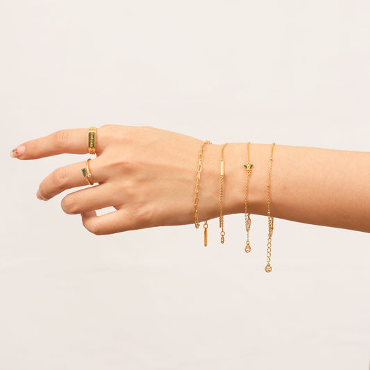 Dainty Bee Bracelet with White Stone