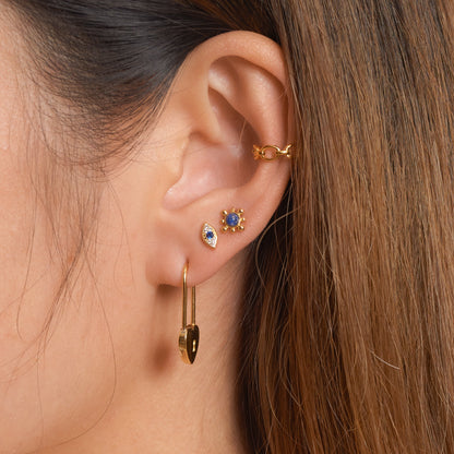 Love Lock Heart Safety Pin Earrings