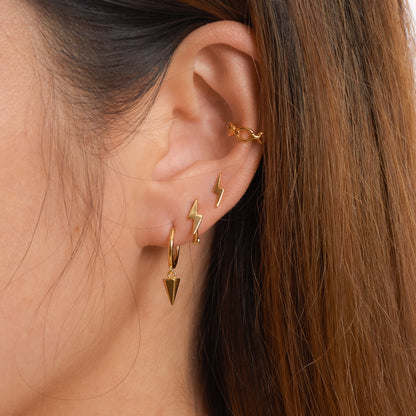 Tiny Lightning Bolt Stud Earrings