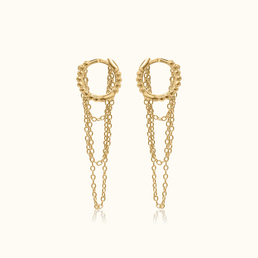 Chain Tassel Huggie Earrings