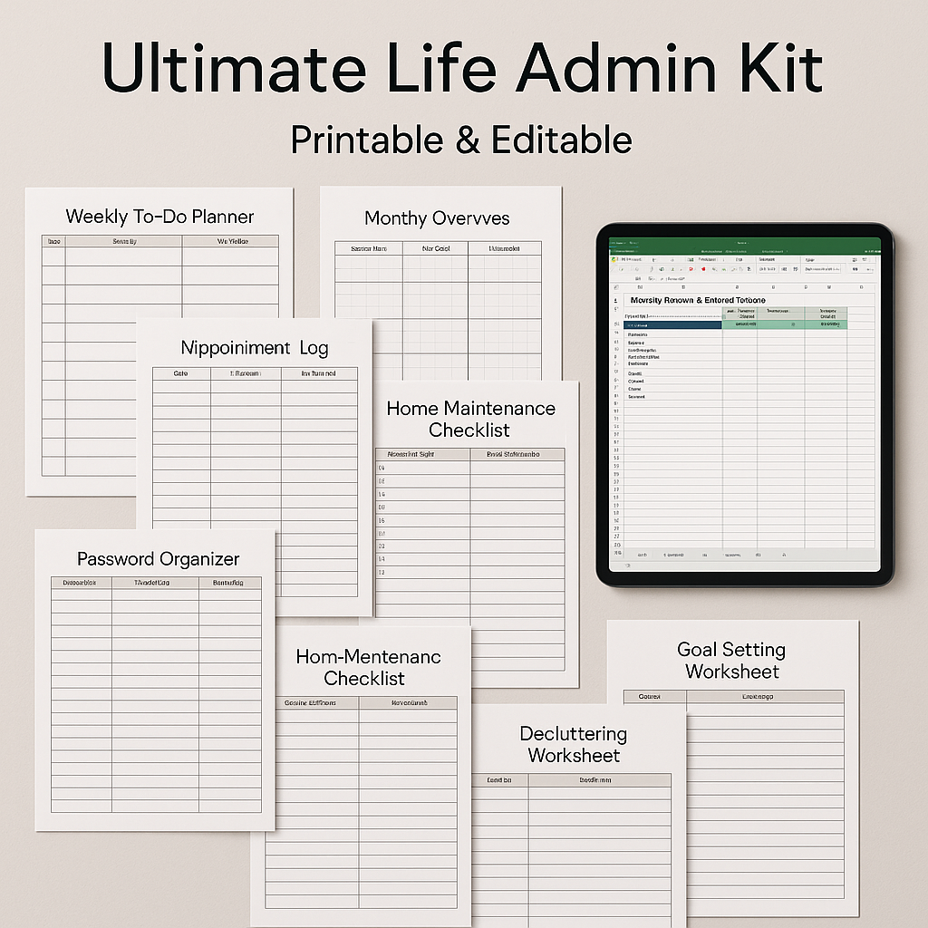 Ultimate Life Admin Kit – Printable & Editable Life Organizer