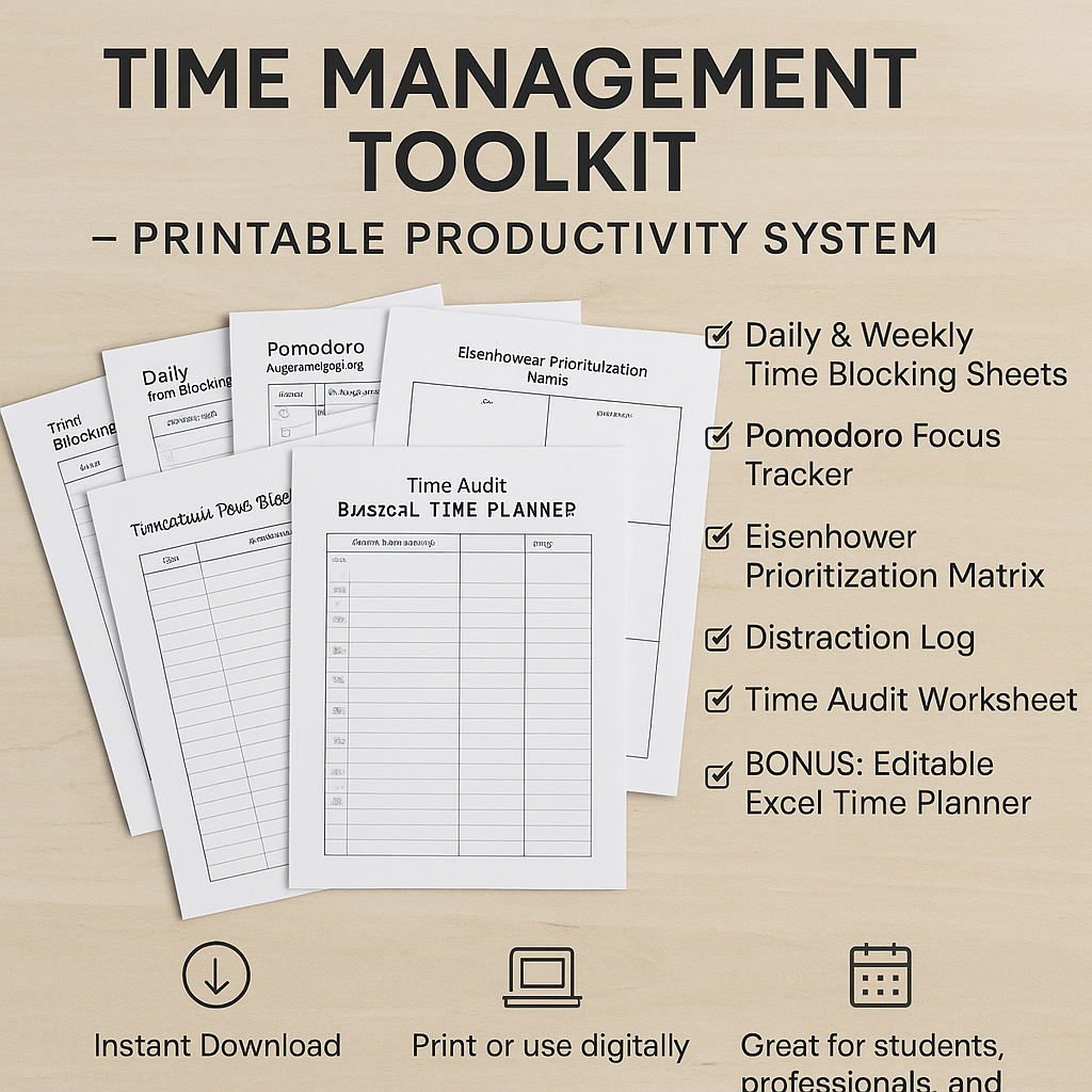 Time Management Toolkit – Printable Productivity System