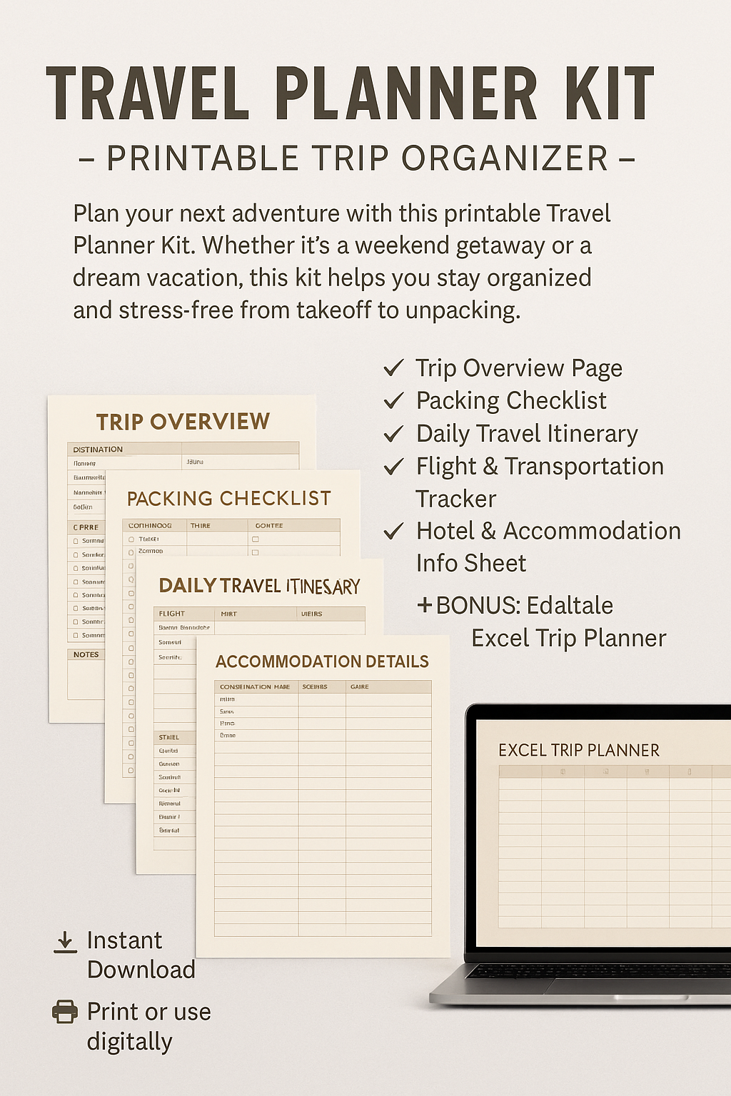 Travel Planner Kit – Printable Trip Organizer