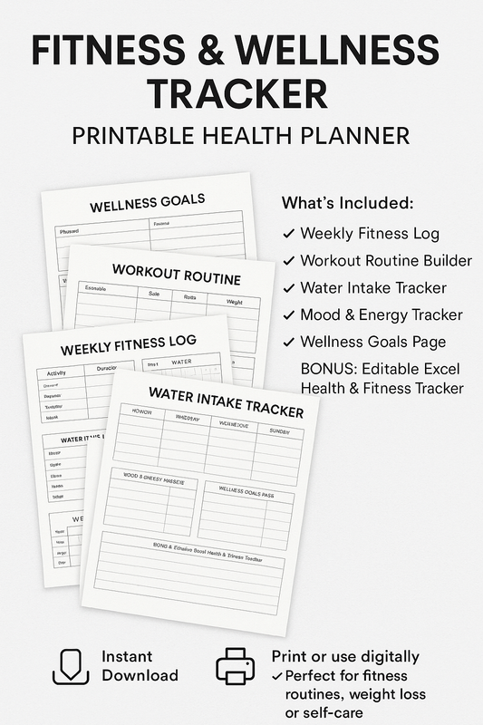 Fitness & Wellness Tracker – Printable Health Planner