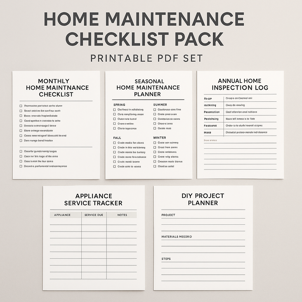 Home Maintenance Checklist Pack – Printable PDF Set