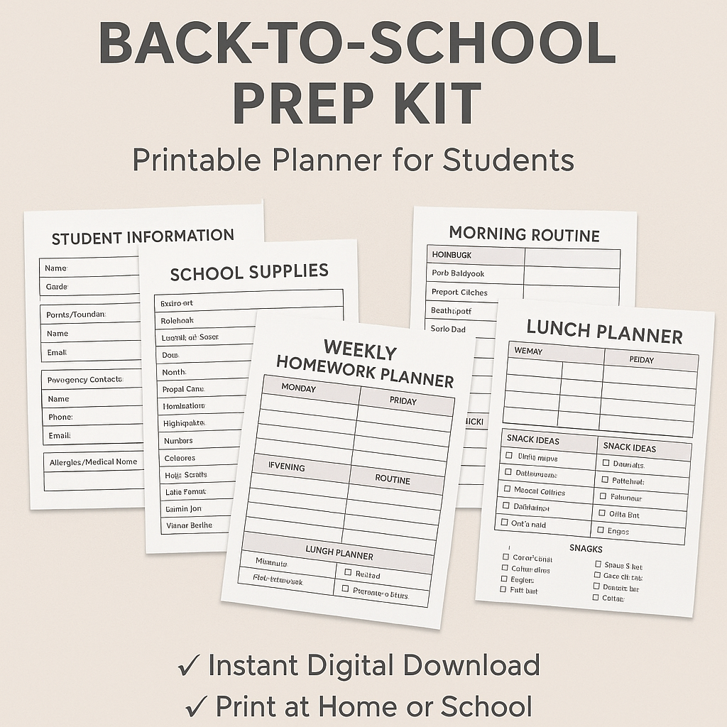 Back-to-School Prep Kit – Printable Planner for Students