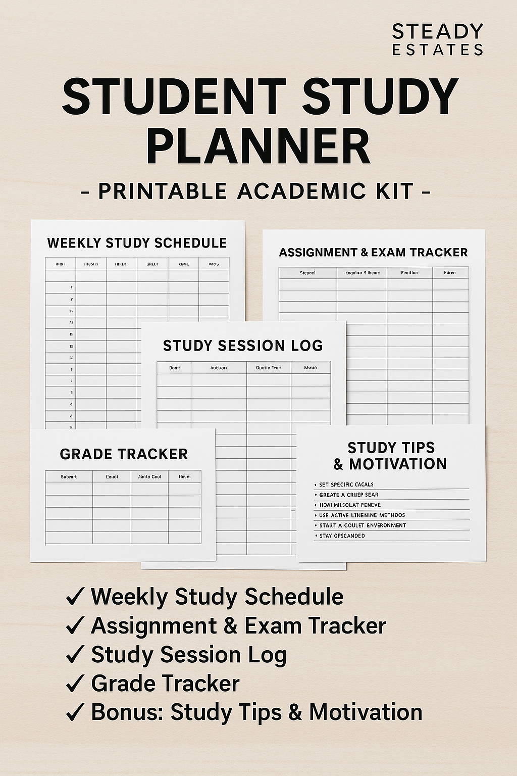 Student Study Planner – Printable Academic Kit