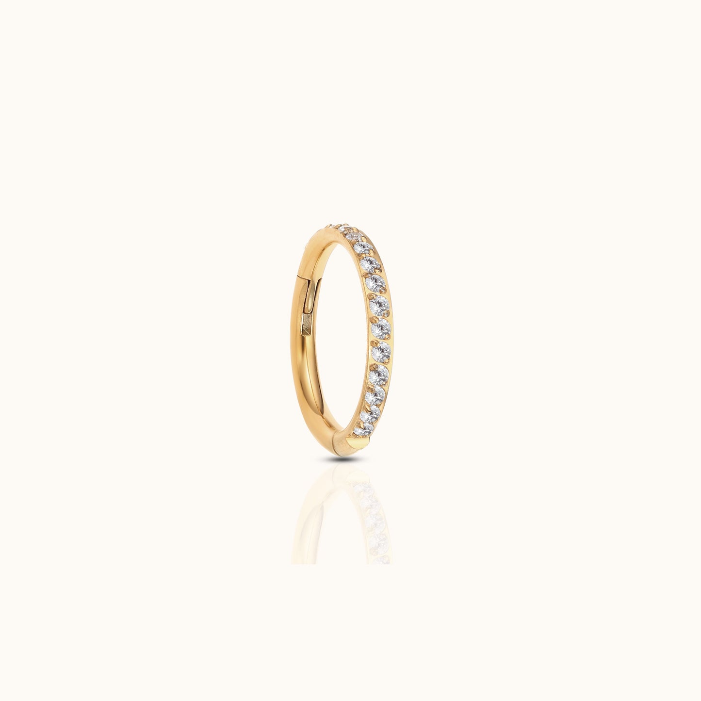 Classic CZ Clicker 6mm Titanium PVD Gold Hinged Nap Hoop Earring