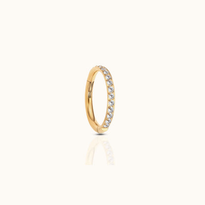 Classic CZ Clicker 6mm Titanium PVD Gold Hinged Nap Hoop Earring