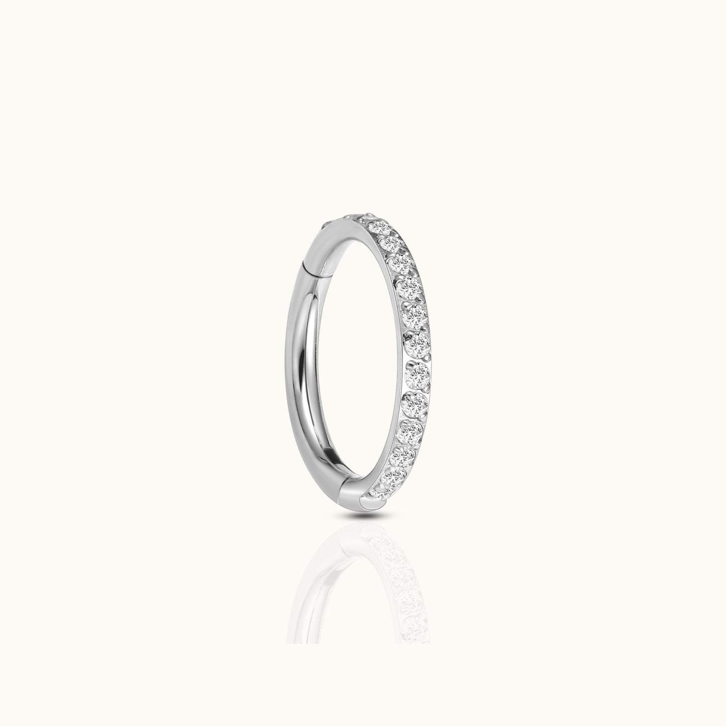 Classic CZ Clicker 8mm Titanium Hinged Hoop Earring
