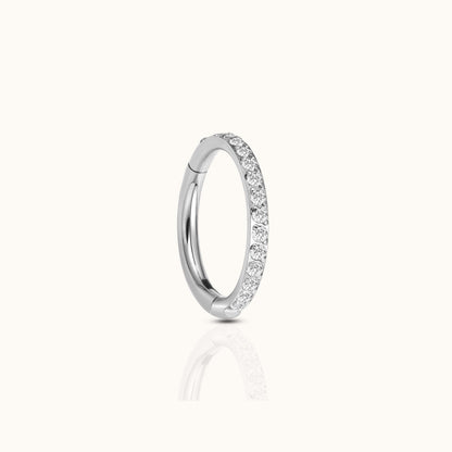 Classic CZ Clicker 8mm Titanium Hinged Hoop Earring