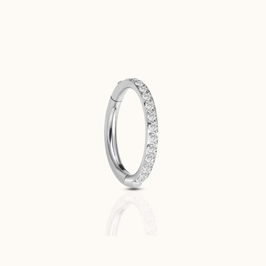 Classic CZ Clicker 8mm Titanium Hinged Hoop Earring