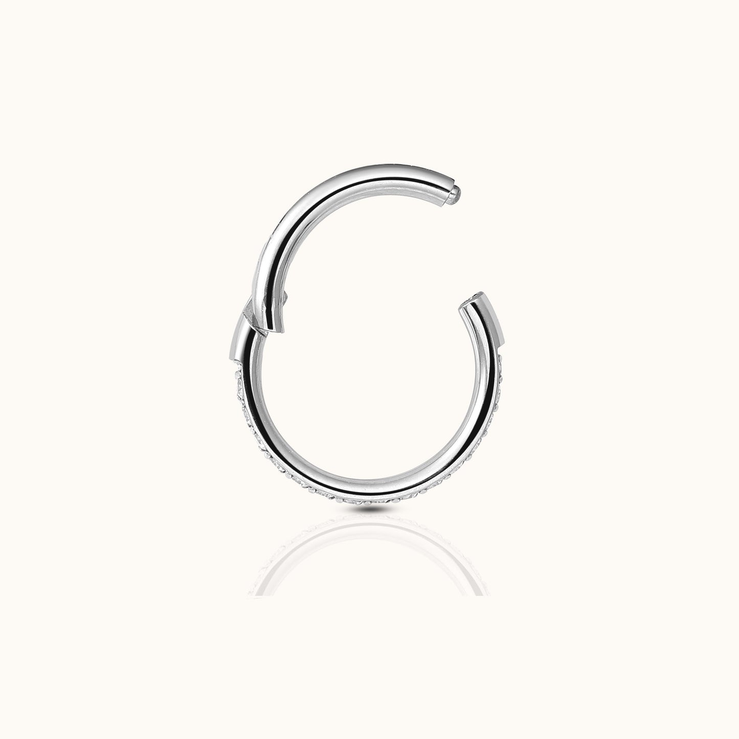 Classic CZ Clicker 8mm Titanium Hinged Hoop Earring