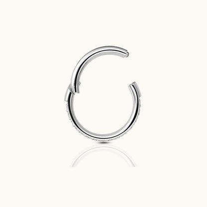 Classic CZ Clicker 8mm Titanium Hinged Hoop Earring