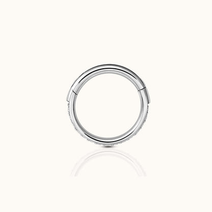Classic CZ Clicker 8mm Titanium Hinged Hoop Earring