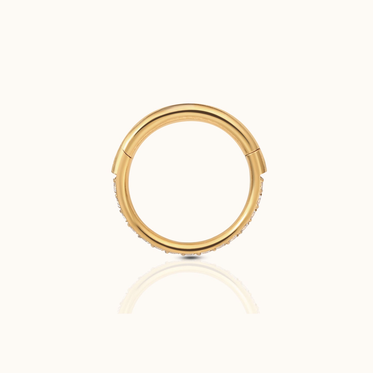 Classic CZ Clicker 8mm Titanium PVD Gold Hinged Hoop Earring