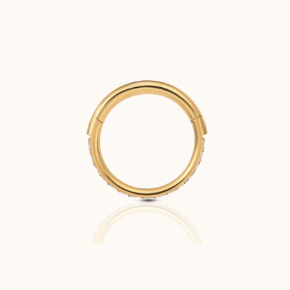 Classic CZ Clicker 8mm Titanium PVD Gold Hinged Hoop Earring