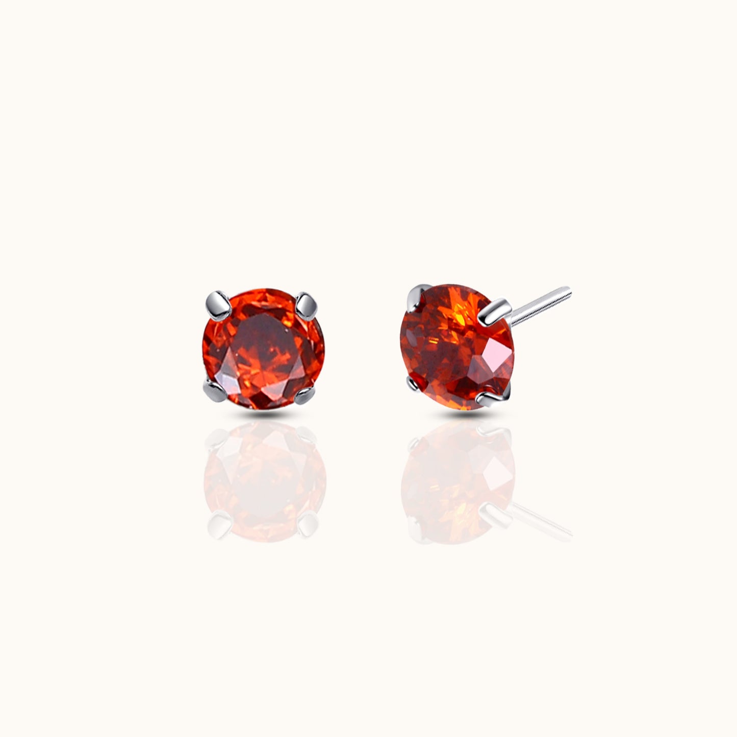 Classic Ruby CZ 3mm Threadless Labret Titanium Flat Back Earring