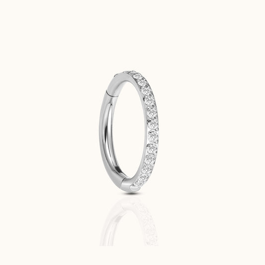 Classic CZ Clicker 10mm Titanium Hinged Hoop Earring