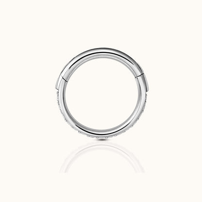 Classic CZ Clicker 10mm Titanium Hinged Hoop Earring