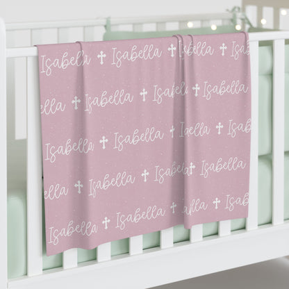 Personalized Pink Baby Name Swaddle Blanket