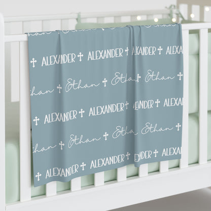 Personalized Blue Baby Name Swaddle Blanket