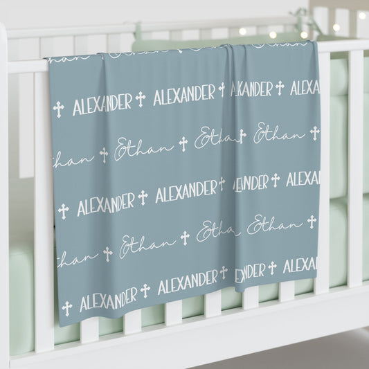 Personalized Blue Baby Name Swaddle Blanket