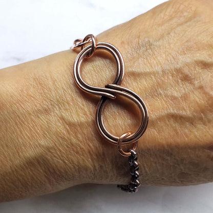 Wire Sculpted Copper Double Infinity Chain Bracelet