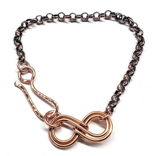 Wire Sculpted Copper Double Infinity Chain Bracelet
