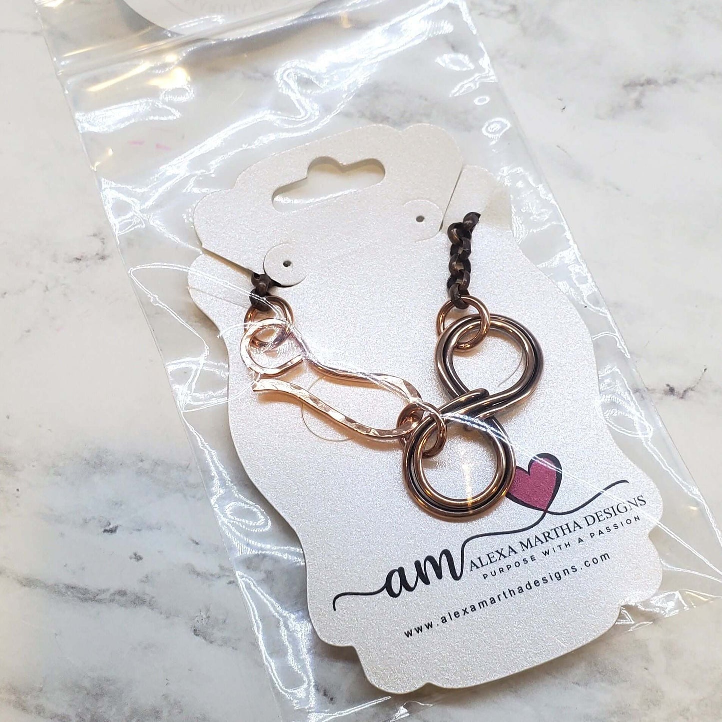 Wire Sculpted Copper Double Infinity Chain Bracelet