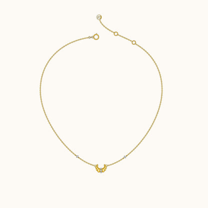 Croissant Dainty CZ Dome Pendant Necklace