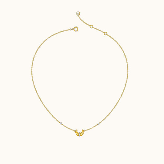 Croissant Dainty CZ Dome Pendant Necklace