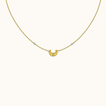 Croissant Dainty CZ Dome Pendant Necklace