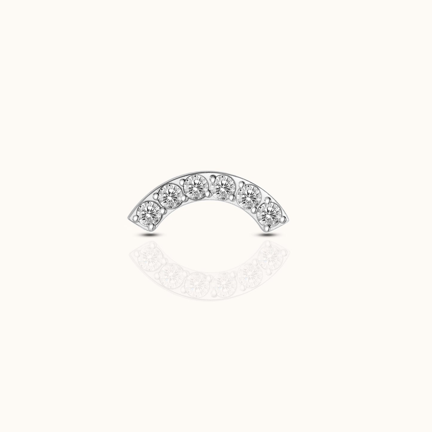 Smiley Curved Bridge White CZ Threadless Labret Titanium Flat Back Earring