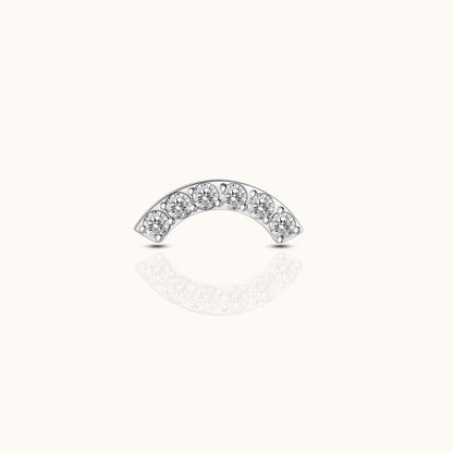 Smiley Curved Bridge White CZ Threadless Labret Titanium Flat Back Earring