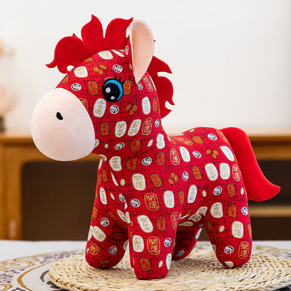 2026 Year of the Horse Plush Doll, 15/20cm Soft Stuffed Animal, Holiday Mascot for Family Home Decoration & New Year Supplies