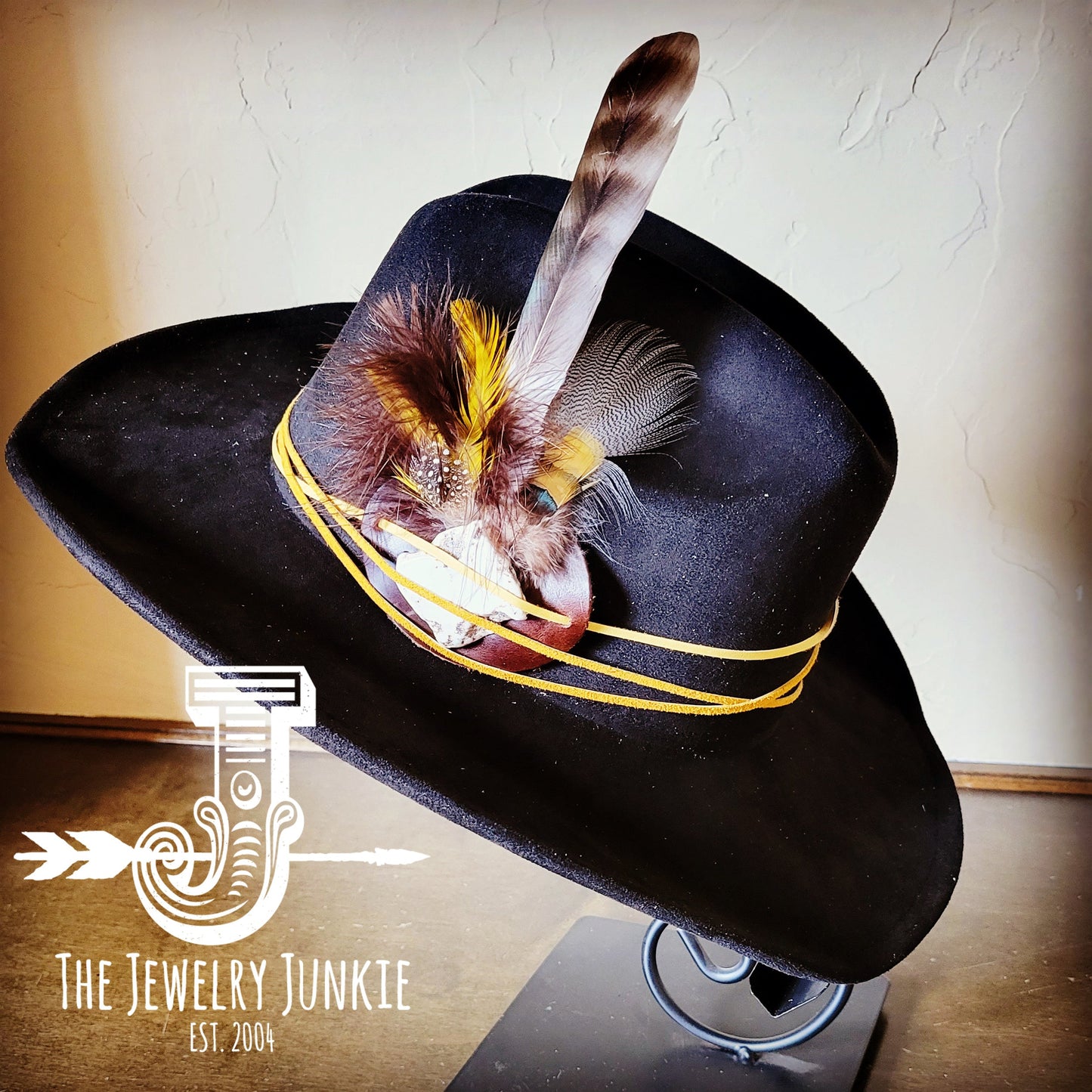 **Cowgirl Western Felt Hat w/ Choice of Turquoise Hat Accent-Black 981b