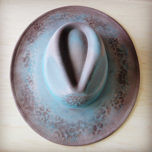 Hand-Painted Leopard Boho Western Cowgirl Hat Only- Brown 986x