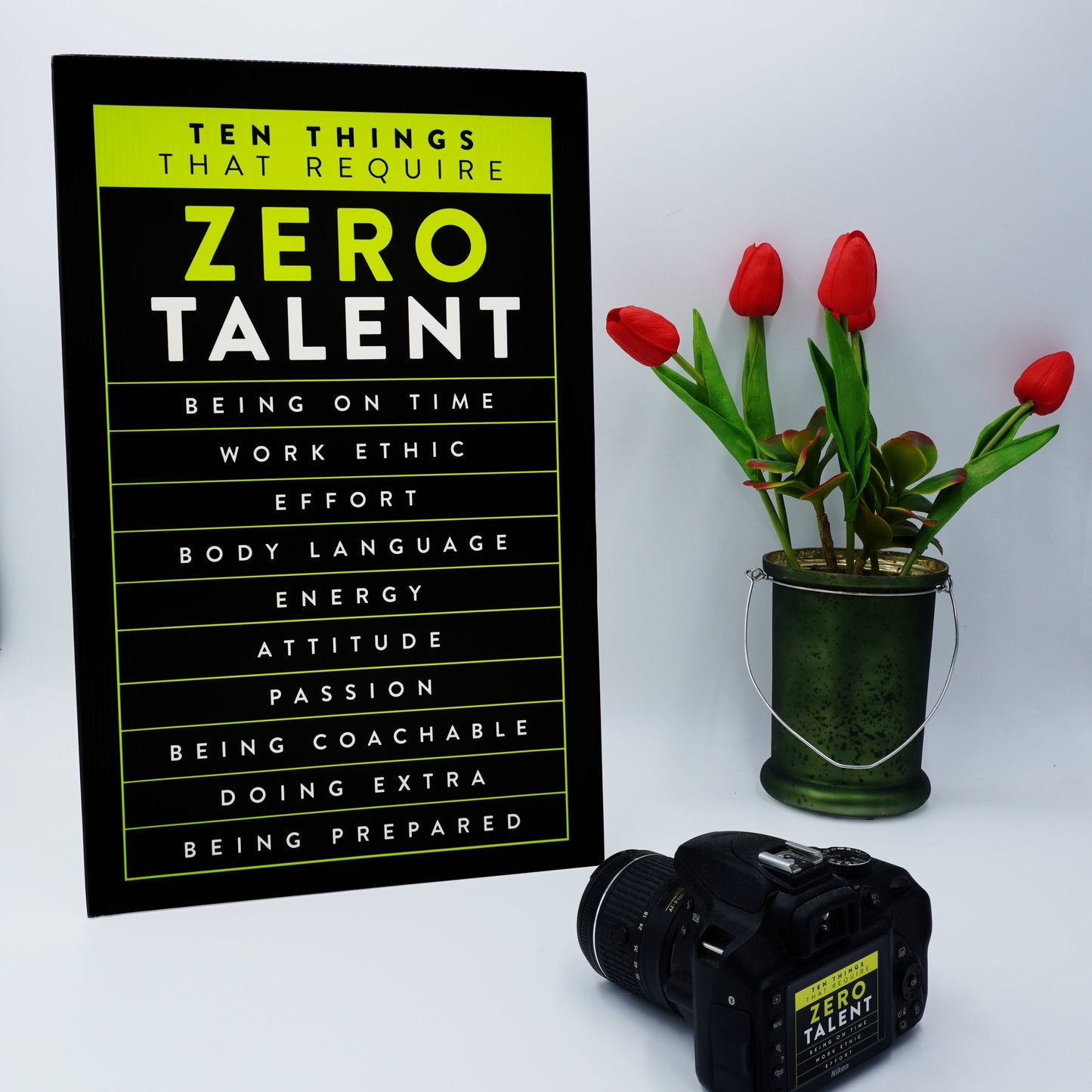 Green Motivational Wall Art - Hard Work Sign