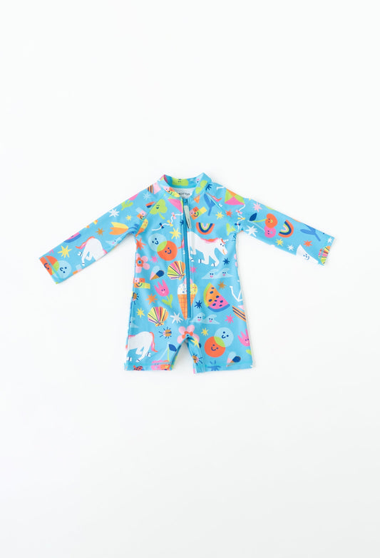 Mini Taylor - Baby Long Sleeve Sunsuit - Rainbows & Unicorns