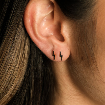 Tiny Lightning Bolt Stud Earrings