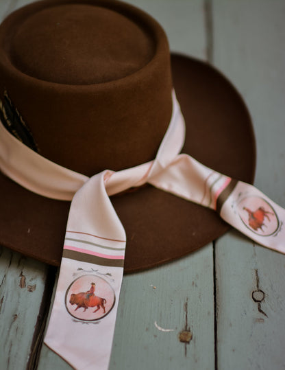Roamin' Cowgirl Bison Western Twilly Scarf V1 — Final Stock