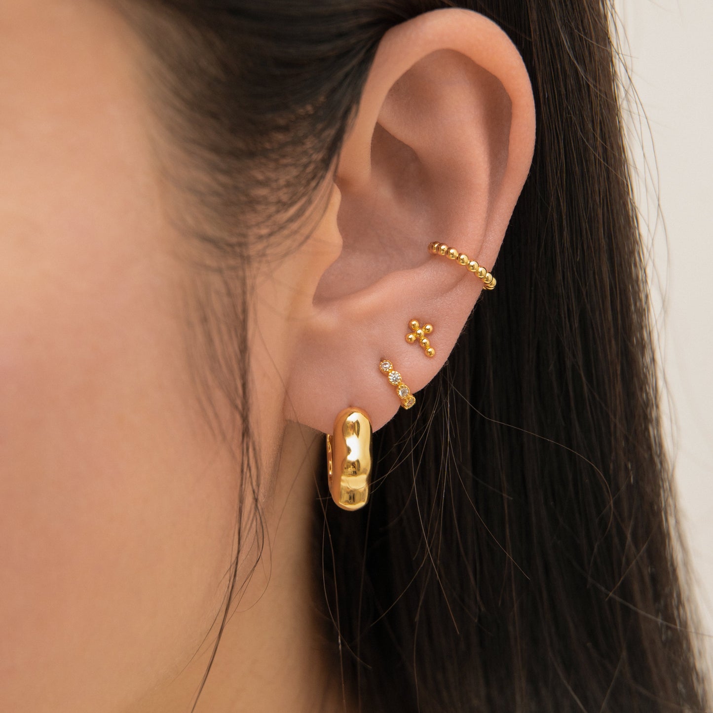 Cross Beaded Stud Earrings