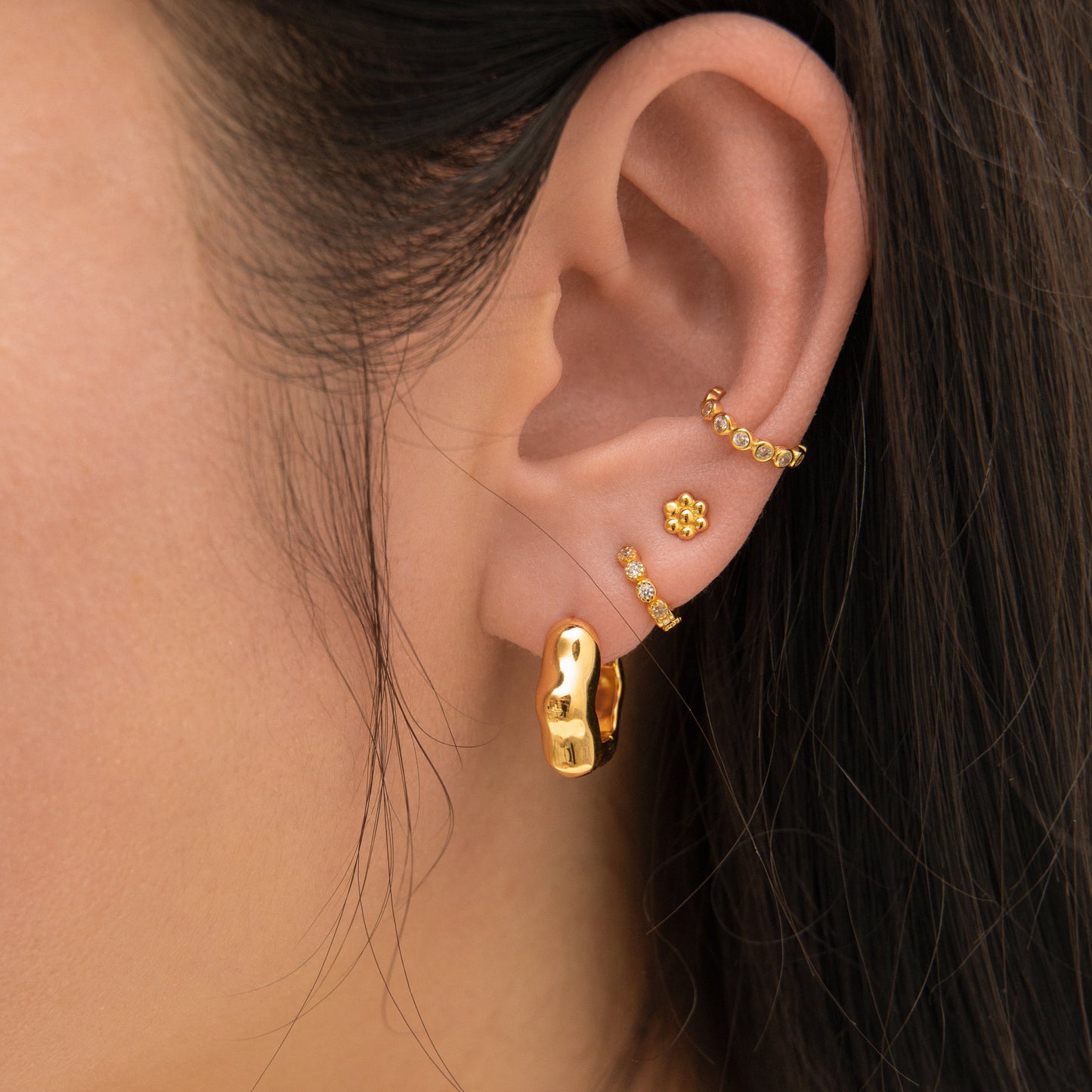 Hexagon Beaded Stud Earrings