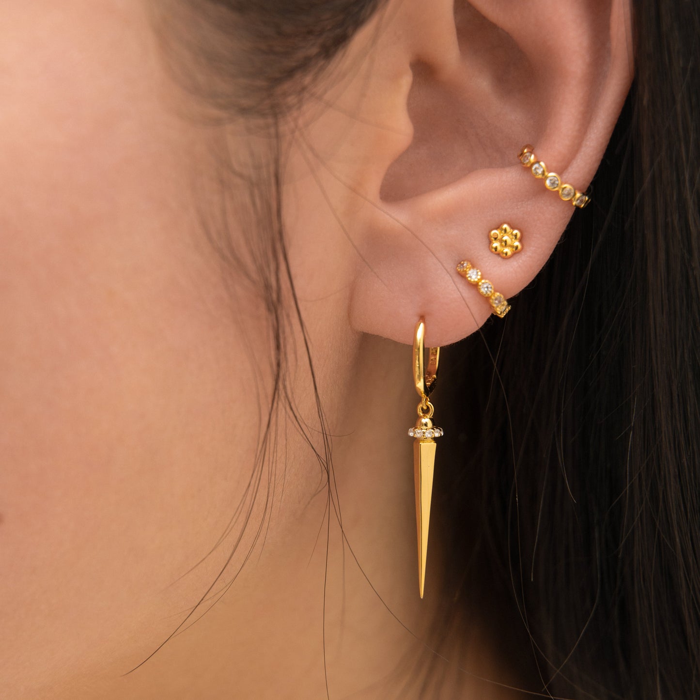 Hexagon Beaded Stud Earrings