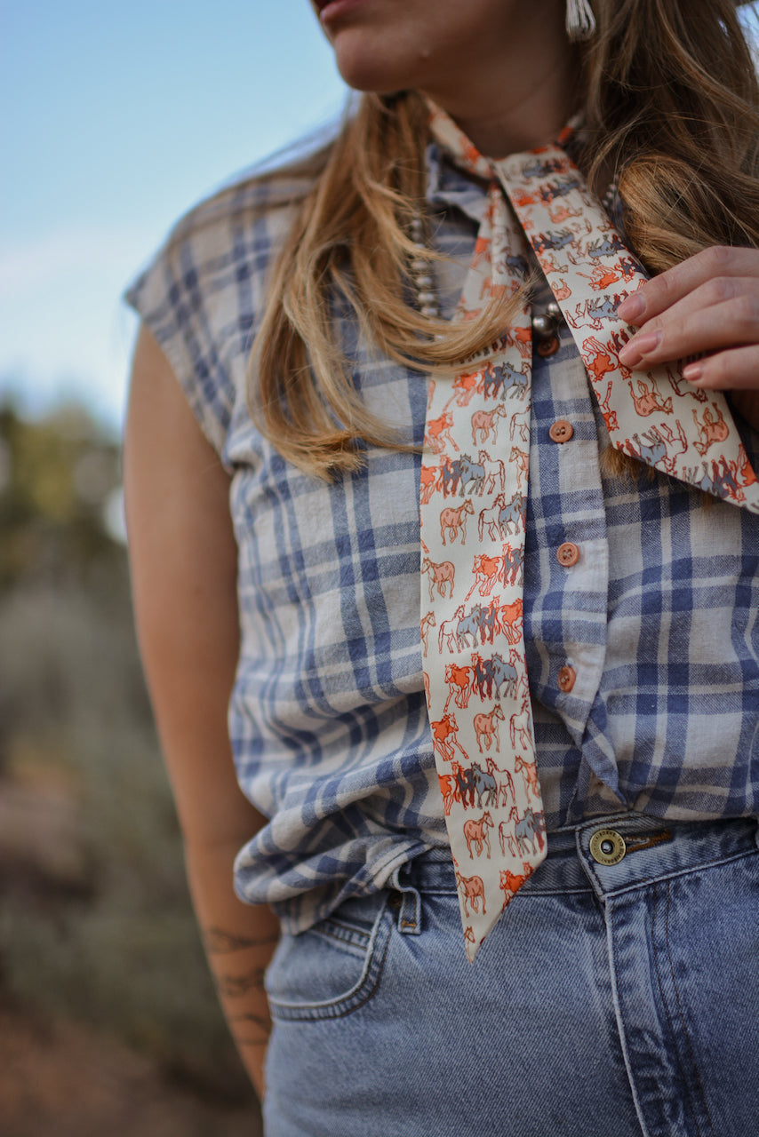 Mustang Meadows Silk Twilly Western Scarf V1 — Final Stock