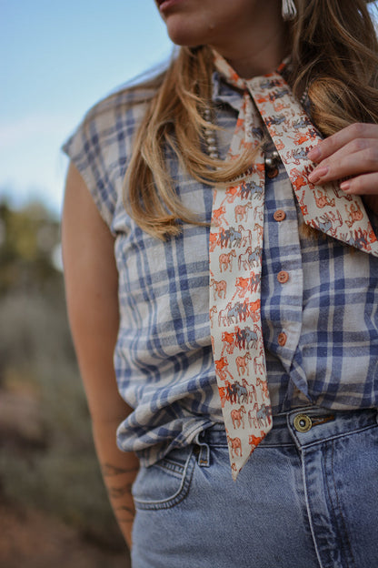 Mustang Meadows Silk Twilly Western Scarf V1 — Final Stock
