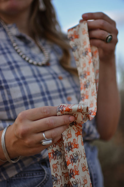 Mustang Meadows Silk Twilly Western Scarf V1 — Final Stock